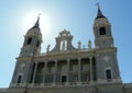 Spain, Madrid, Catedral de la Almudena, two bell towers, an attic and the upper floor of the cathedral