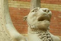 Spain, Madrid, El Retiro Park, Palacio de Velazquez (Velazquez Palace), winged lion at the entrance, head Royalty Free Stock Photo