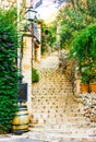 Spain Majorca, alley at the beautiful village of Deia Royalty Free Stock Photo