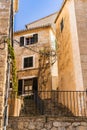Spain Majorca, rustic houses in street of Banyalbufar village Royalty Free Stock Photo