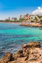 Spain Majorca, seaside beach tourist resort of Cala Millor Royalty Free Stock Photo
