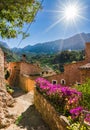 Spain Majorca, sun shine in beautiful old mountain village Fornalutx Royalty Free Stock Photo