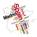 Spain map and cities Royalty Free Stock Photo