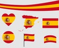 Spain Flag Map Ribbon And Heart Icons Vector Illustration Collection Royalty Free Stock Photo