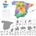 Spain map colored by autonomous communities