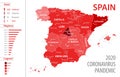 Spain Map - Coronavirus Pandemic COVID-19 Infographic Vector