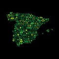 Spain map environmental protection green concept icons