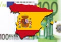 Spain map on Euro money background Royalty Free Stock Photo