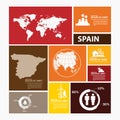 Spain  map and flag - highly detailed vector infographic illustration Royalty Free Stock Photo