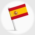 Spain map pin flag. 3D realistic vector illustration Royalty Free Stock Photo