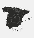 Spain map with regions isolated on white background.