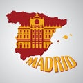 spain map with royal palace of madrid. Vector illustration decorative design