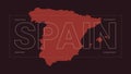 Spain map silhouette with country name and description, color vector detailed poster