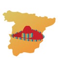 spain map and sombrero hat. Vector illustration decorative design Royalty Free Stock Photo