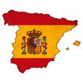 Spain map on Spain flag drawing Royalty Free Stock Photo