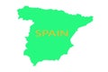 Spain on the map united vision world yellow