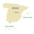 Spain map vector. High detailed vector silhouette Spain, Balearic Islands and Canary Islands. All isolated on white background. Te Royalty Free Stock Photo