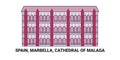 Spain, Marbella, Cathedral Of M, Laga travel landmark vector illustration Royalty Free Stock Photo