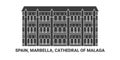 Spain, Marbella, Cathedral Of M, Laga travel landmark vector illustration Royalty Free Stock Photo