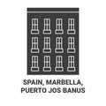 Spain, Marbella, Puerto Jos Bans travel landmark vector illustration