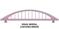 Spain, Merida, Lusitania Bridge travel landmark vector illustration Royalty Free Stock Photo