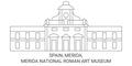 Spain, Merida, Merida National Roman Art Museum travel landmark vector illustration