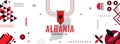Map and flag of Albania national or independance day banner with raised hands or fists.