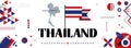 Flag and map of Thailand national or Independence day design for thai celebrationmetric icons. Vector illustration