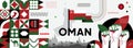 Oman National or Independence Day abstract banner geometric pattern retro modern design with flag and map