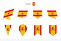 Spain national flag collection, eight versions of Spain vector flags