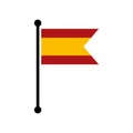 Spain national flag on flagpole, Spanish flag map pointer layout, vector illustration Royalty Free Stock Photo