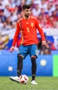 Spain national football team centre-back Gerard Pique during FIFA World Cup 2018 Round of 16 match Spain vs Russia Royalty Free Stock Photo