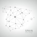 Spain outline dot perspective triangle grey and white vector map Royalty Free Stock Photo