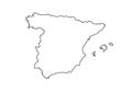 Spain outline map national borders country shape