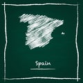 Spain outline vector map hand drawn with chalk on.