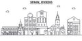 Spain, Oviedo architecture line skyline illustration. Linear vector cityscape with famous landmarks, city sights, design