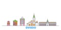 Spain, Oviedo line cityscape, flat vector. Travel city landmark, oultine illustration, line world icons