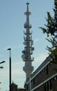 Spain, Pamplona, Calle Aoiz, mobile communication tower Royalty Free Stock Photo