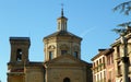 Spain, Pamplona, Paseo Dr. Arazuri, church of San Lorenzo, main dome and bell tower of the church Royalty Free Stock Photo