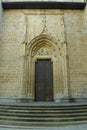 Spain, Pamplona, Plazuela de San Jose, Pamplona Cathedral, the door of the side entrance to the temple Royalty Free Stock Photo