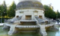 Spain, Pamplona, Taconera Park, monument to Julian Gayarre, fountain at the base of the monument Royalty Free Stock Photo