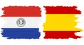 Spain and Paraguay grunge flags connection vector