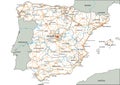 High detailed Spain road map with labeling. Royalty Free Stock Photo