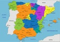 Colorful Spain political map with clearly labeled, separated layers. Royalty Free Stock Photo