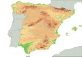 High detailed Spain physical map. Royalty Free Stock Photo
