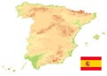 Spain Physical Map Cutout On White. No text Royalty Free Stock Photo