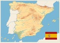 Spain Physical Map Retro Colors. No text Royalty Free Stock Photo