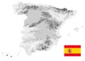 Spain Physical Map White and Gray Colors Isolated On White. Empty map Royalty Free Stock Photo