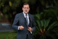 Spain prime minister Mariano Rajoy gesturing during speech