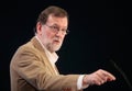 Spain prime minister Rajoy during speech in Palma side view